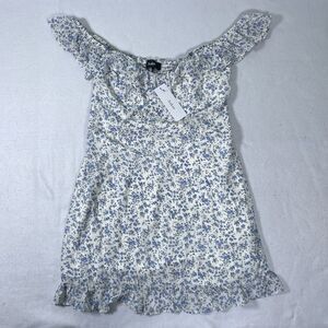 Anthropologie Aakaa Dress Womens Large Blue Floral Tiered Ruffle Boho New NWT